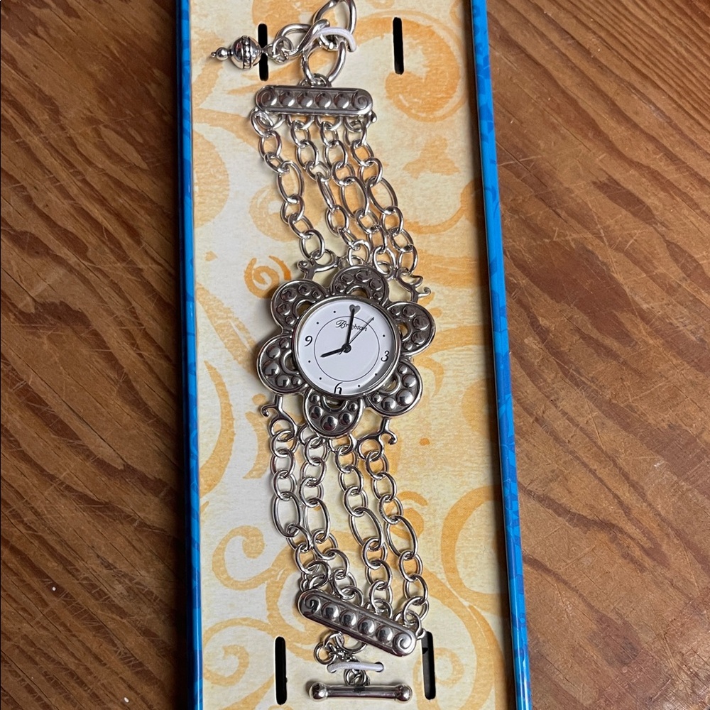 Brighton Silver Floral Chain Watch